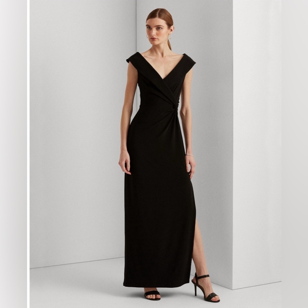 NWT Lauren Ralph Lauren Black Jersey Gown Black Size 12